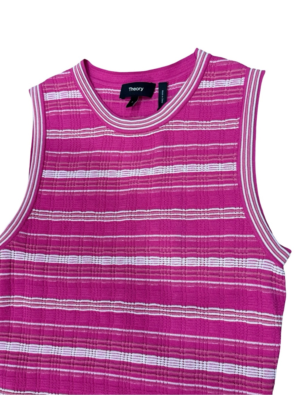 ๐ NWT Theory Carnation Multi Stripe Rib Knit Midi Tank Dress XS Sweater Crepe - Picture 5 of 14
